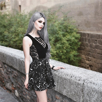 Zodiac Star Printed Black Skirt - Thumbnail 1