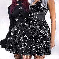Zodiac Star Printed Black Skirt - Thumbnail 3