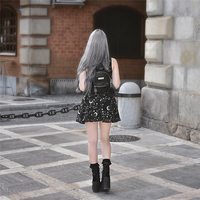 Zodiac Star Printed Black Skirt - Thumbnail 4