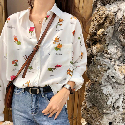 Chic Flower Printed Blouse