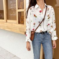Chic Flower Printed Blouse - Thumbnail 1