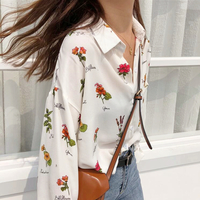 Chic Flower Printed Blouse - Thumbnail 2