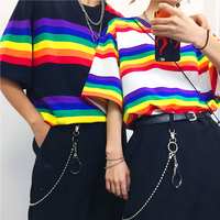 Free Shipping-RAINBOW STRIPE TEE - Thumbnail 1