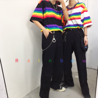 Free Shipping-RAINBOW STRIPE TEE - Thumbnail 2