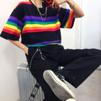 Free Shipping-RAINBOW STRIPE TEE - Thumbnail 3