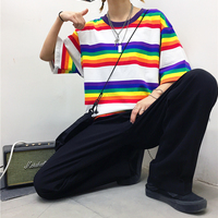 Free Shipping-RAINBOW STRIPE TEE - Thumbnail 4