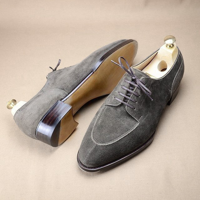 Handmade suede gray shoes, formal party dress shoes men formal lace up shoes - Thumbnail 4