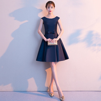 Cute blue satin lace short prom dress,homecoming dress - Thumbnail 2