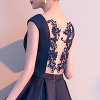 Cute blue satin lace short prom dress,homecoming dress - Thumbnail 3