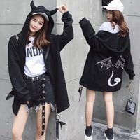 Black Gothic Harajuku Hoodie - Thumbnail 2
