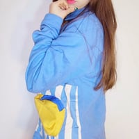 Cute Cat Embroidery Stripe Patchwork Color Block Coat - Thumbnail 3