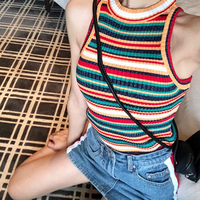 Retro Rainbow Stripe Knitted Top - Thumbnail 3
