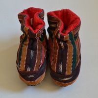 Size 4.5-5 Infant/Toddler Cotton Woven Booties - Thumbnail 1