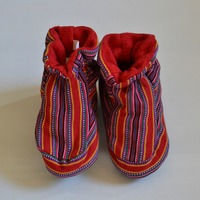 Size 8-8.5 Infant/Toddler Cotton Woven Booties - Thumbnail 1