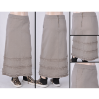 TORI KHAKI TRIPLE RUFFLE TRIM CHILDRENS DENIM SKIRT - Thumbnail 1