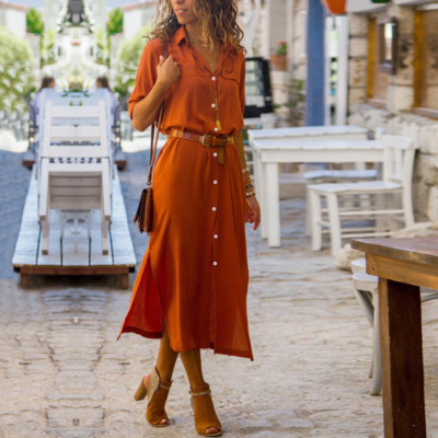 Button long sleeve princess dress - Thumbnail 5