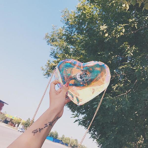 Hologram Transparent Heart Shoulder Bag