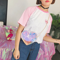 Hologram Transparent Heart Shoulder Bag - Thumbnail 1