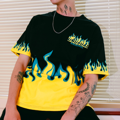 Free Shipping-UNUSUAL FLAME TEE