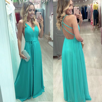 Criss Cross Split Side V Neck Long Prom Dresses Under 100