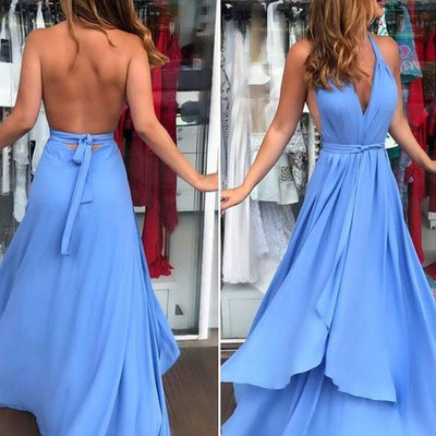 Sexy deep v neck halter long prom dresses under 100 - Thumbnail 5