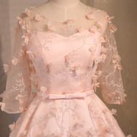 Cute pink applique short prom dress, homecoming dress - Thumbnail 2