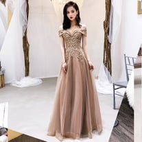 Handmade tulle lace long prom dress, evening dress