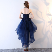 Dark blue lace tulle short prom dress, homecoming dress - Thumbnail 3