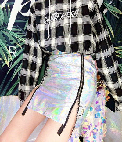Hologram Zip Up Skirt