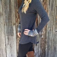 Women'S Long Sleeves Printed T-Shirt - Thumbnail 1