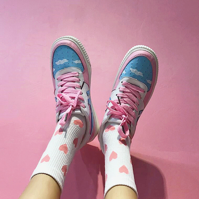 Harajuku Clouds Pastel Pink Sneakers Shoes