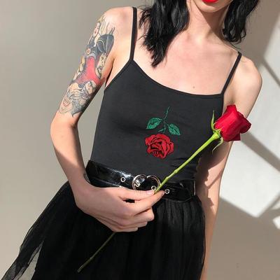 Rose embroidery tank top