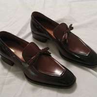 Handmade Men's Oxford Tassels Shoes, Men Brown Leather Formal Loafer Shoes - Thumbnail 1