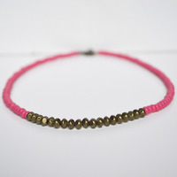 Strawberry Milkshake, Pink Beaded Necklace, Geometric Jewelry, Girls Necklace, Cute, Canadian jewelry - Thumbnail 2