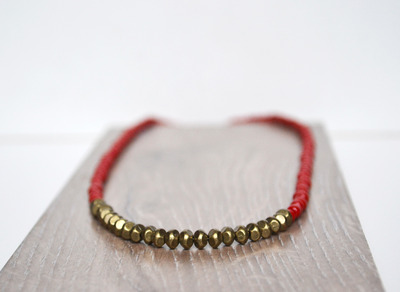 Ravishing Red, Geometric Necklace,Red Valentines Day Necklace, Beaded Jewelry