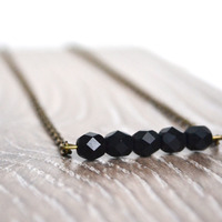 Midnight Black Bar Necklace, Minimal Black Necklace - Thumbnail 1