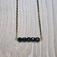 Midnight Black Bar Necklace, Minimal Black Necklace - Thumbnail 2