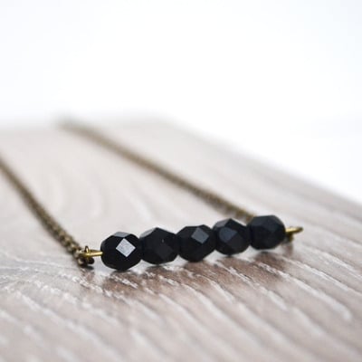Midnight black bar necklace, minimal black necklace - Thumbnail 5