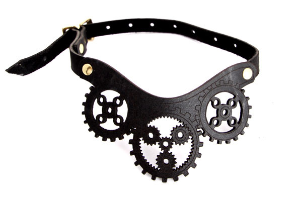 Leather Clockwork Choker - Brute Force Steampunk Necklace