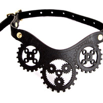 Leather Clockwork Choker - Brute Force Steampunk Necklace