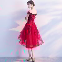 Burgundy lace tulle short prom dress, homecoming dress - Thumbnail 3