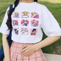 Pink / White Sailor Moon Anime Tee - Thumbnail 1