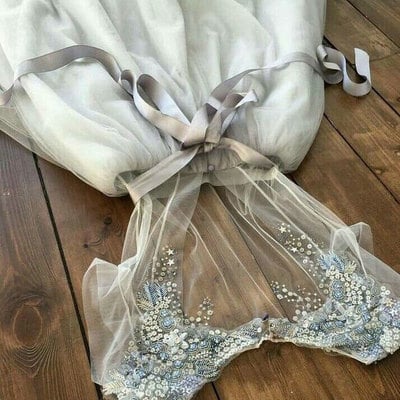 Sweetheart back tulle long prom dresses wedding dresses with appliques beaded - Thumbnail 5