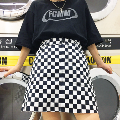 Free Shipping-CHECKER SKIRT