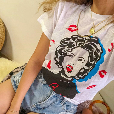 Vintage Girl Lip Print Tee