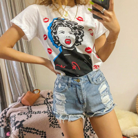 Vintage Girl Lip Print Tee - Thumbnail 1