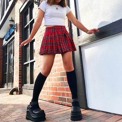 Free Shipping-HARAJUKU TARTAN SKIRT