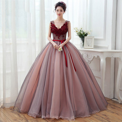 A line v neck lace tulle long prom dress, evening dress