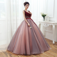 A line v neck lace tulle long prom dress, evening dress - Thumbnail 2