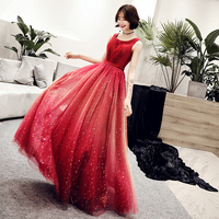 Cute tulle long prom dress, evening dress - Thumbnail 1